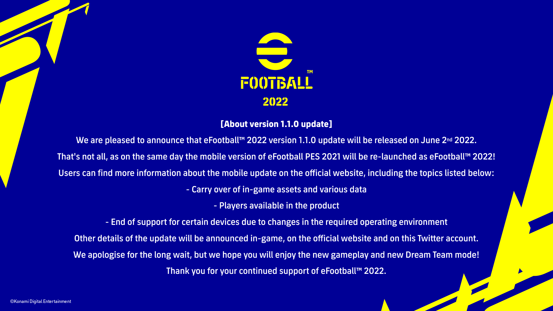《eFootball》1.1.0版本6月2日上線 正式發布以來首次更新