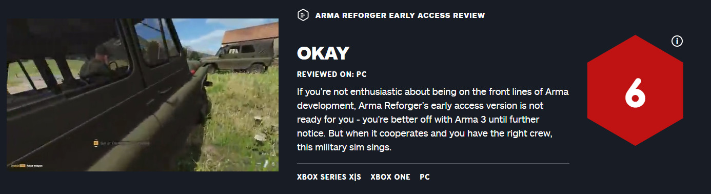 《武裝突襲Reforger》IGN 6分 還是去玩《武裝突襲3》吧