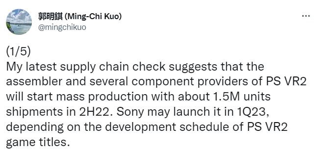 分析師預計Sony 2023年第一季度推出PSVR2 出貨量約150萬
