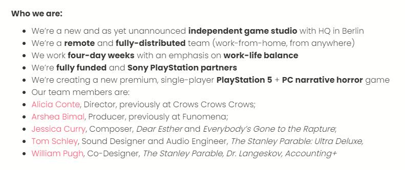 未公佈獨立工作室正與SONY合作開發PS5/PC單人敘事恐怖遊戲