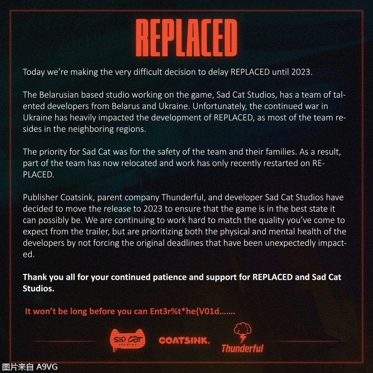 像素風橫版動作遊戲《Replaced》宣佈延期發售
