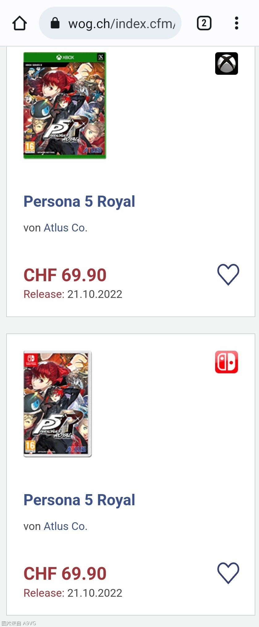 國外網站NS版Persona 5 royal現已接受預訂