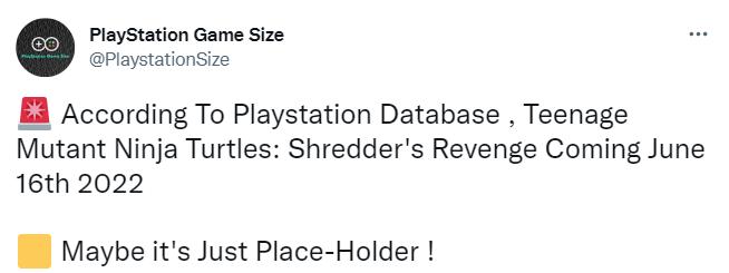 PS資料庫泄露《忍者龜許瑞德的復仇》將於6月16日發售