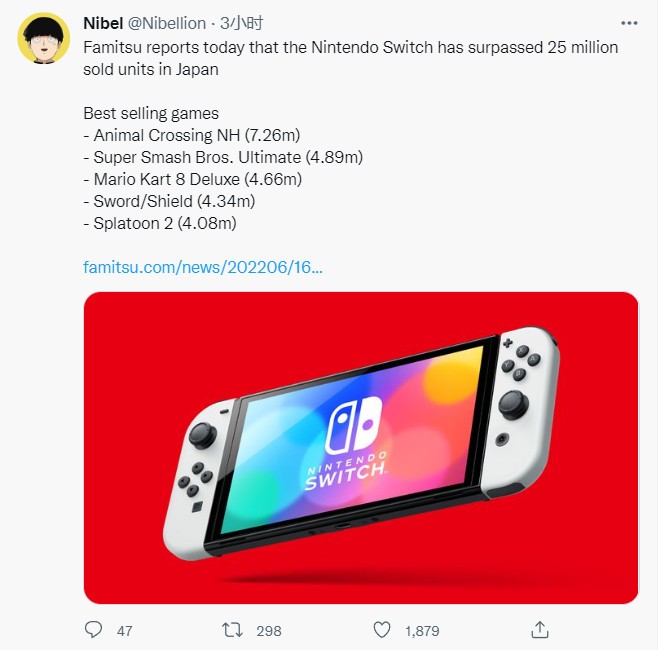 Switch日本國內銷量超過了2500萬台
