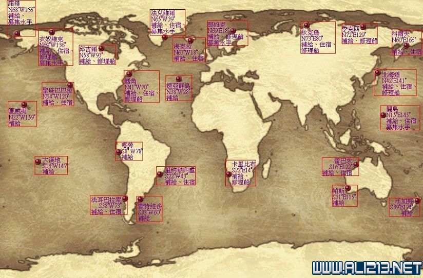 《大航海時代4威力加強版HD》港口地圖坐標分佈匯總 全港口分佈