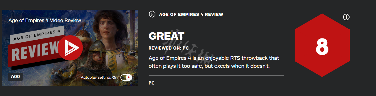 《世紀帝國4》ign評分高嗎？遊戲ign評分一覽