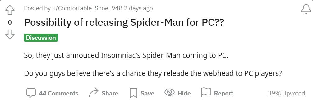 蜘蛛俠上PC 但沒有完全上《漫威復聯》玩家饞哭了