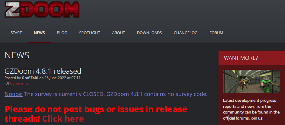 《毀滅戰士》互換引擎GZDoom更新 即將上線4.8.1版本