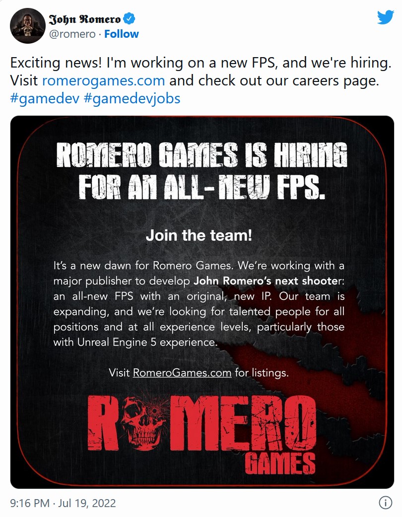 《毀滅戰士》開發者約翰羅梅洛正在開發一款FPS新作
