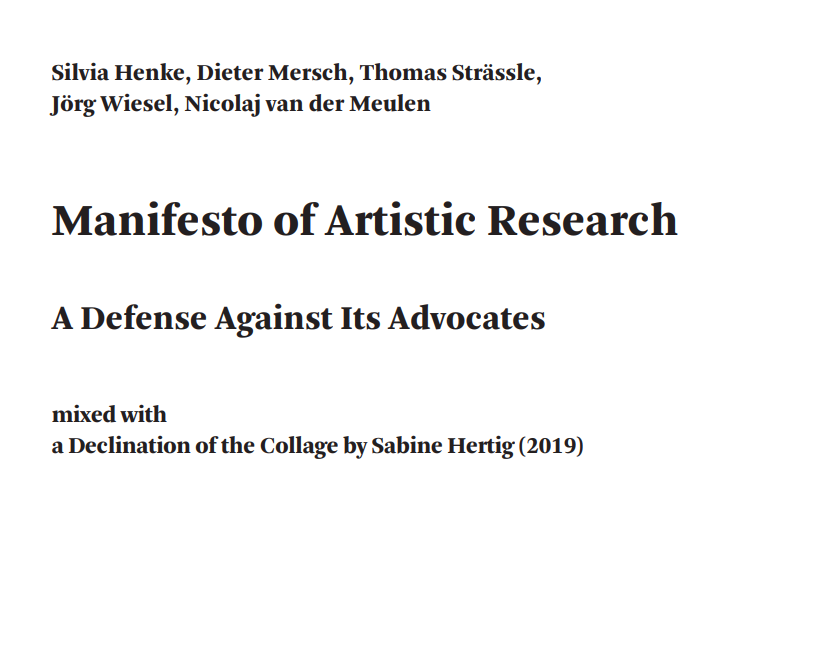 譯介丨藝術式研究宣言 Manifesto of Artistic Research (2020)