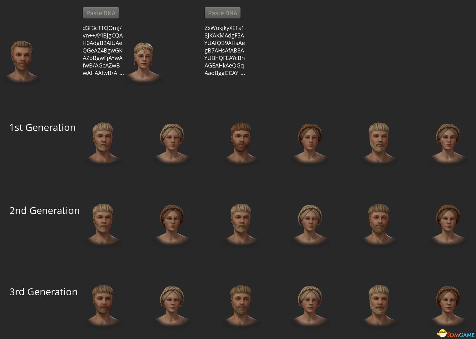 《十字軍之王3》可遺傳高顏值捏臉DNA數據分享