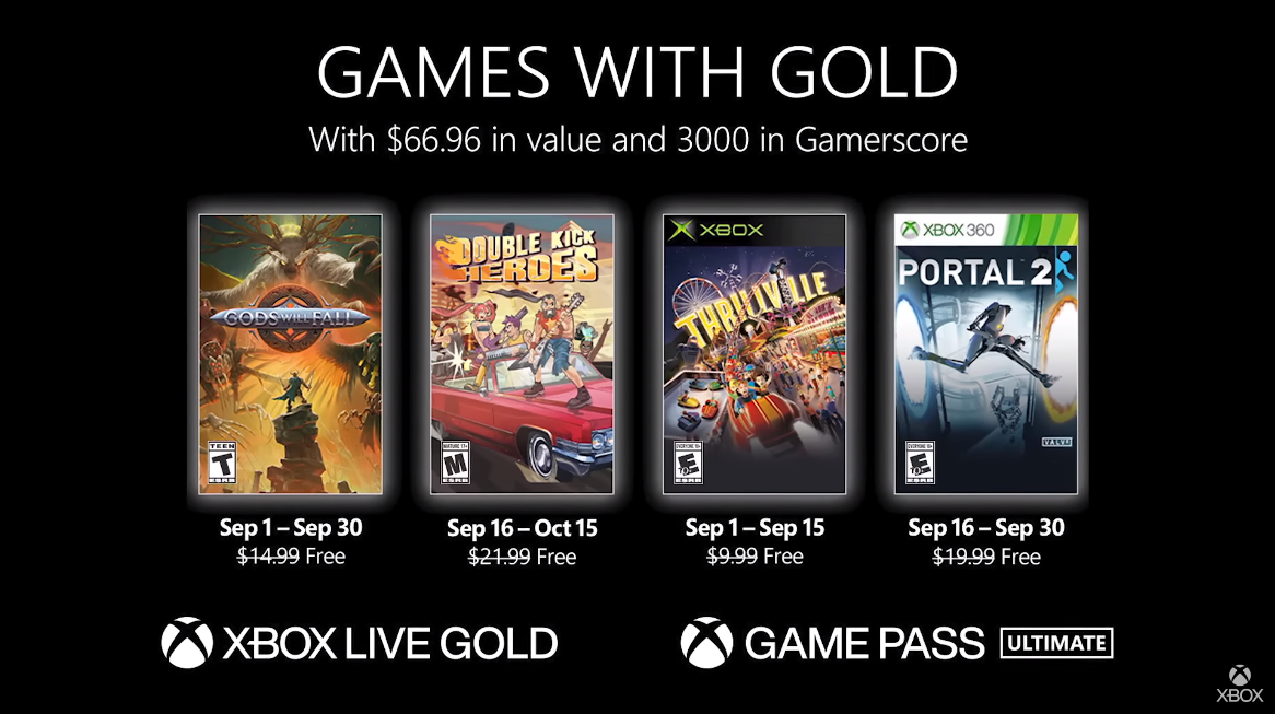 Xbox金會員9月免費遊戲《傳送門2》《諸神將隕》等4款
