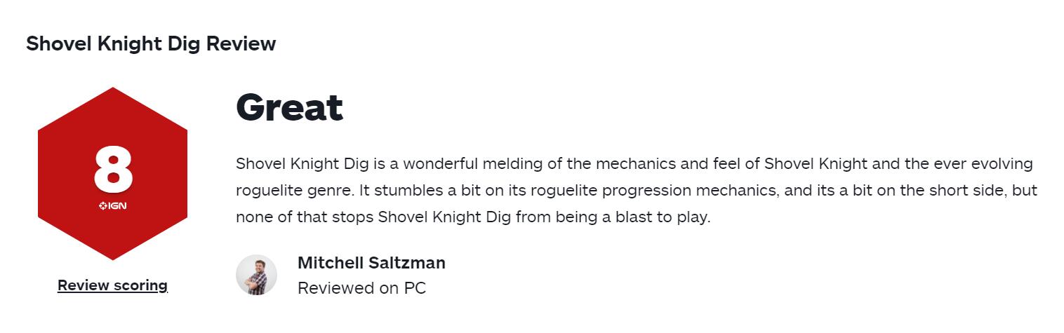 《鏟子騎士挖掘》 IGN評8分 Steam玩家
