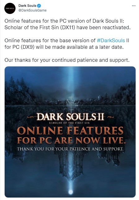 官方宣佈《黑暗靈魂受死版》PC在線服務徹底關閉