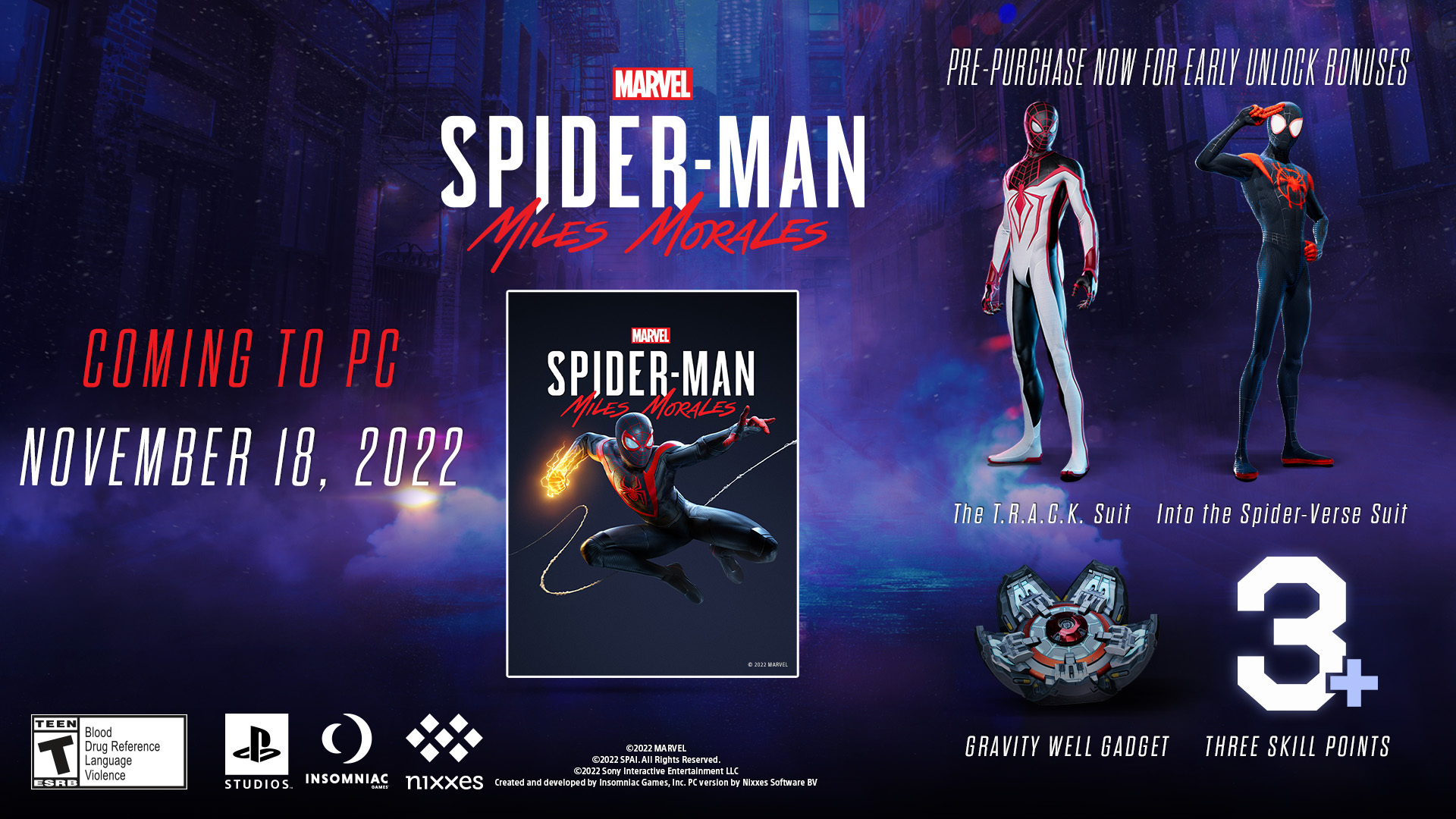 《漫威蜘蛛人邁爾斯·莫拉萊斯》將於11月18日登錄PC