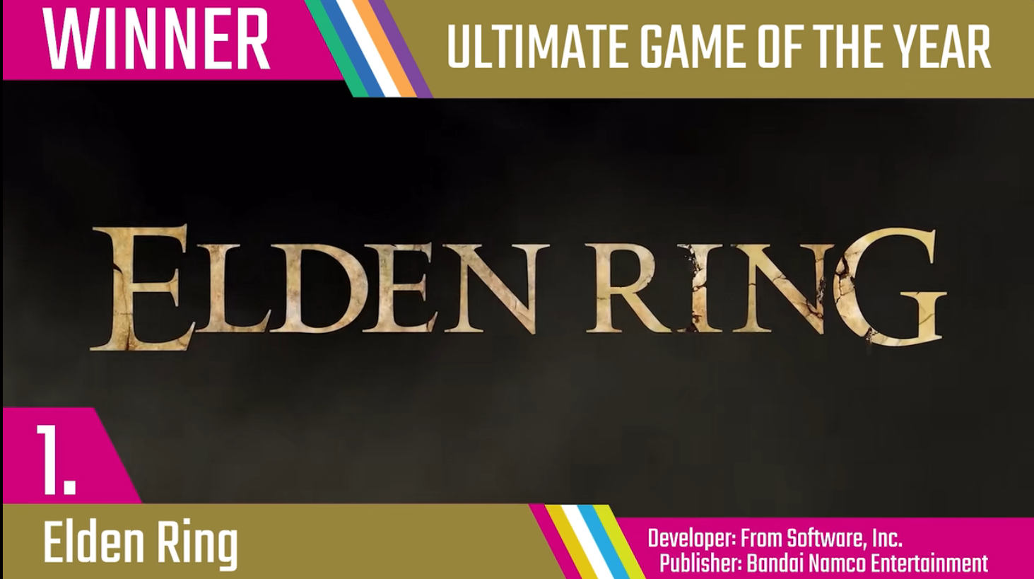 《艾爾登法環》獲得第40屆金搖杆終極年度遊戲大獎