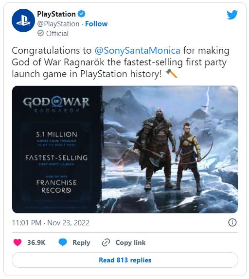《戰神諸神黃昏》首發銷量510萬套系列最強 第一方遊戲最強