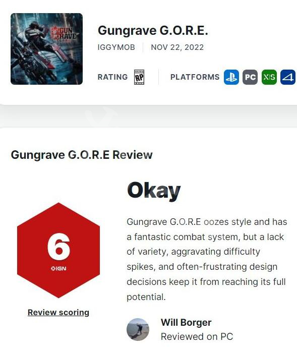 《銃墓G.O.R.E》評分是多少？銃墓GORE遊戲IGN評分介紹