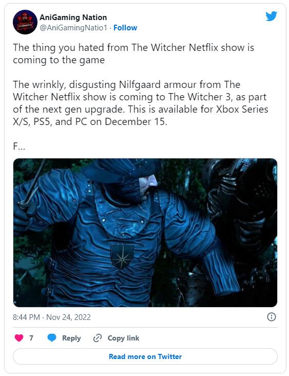 挑最丑的加？《巫師3》更新加入Netflix真人劇最丑盔甲