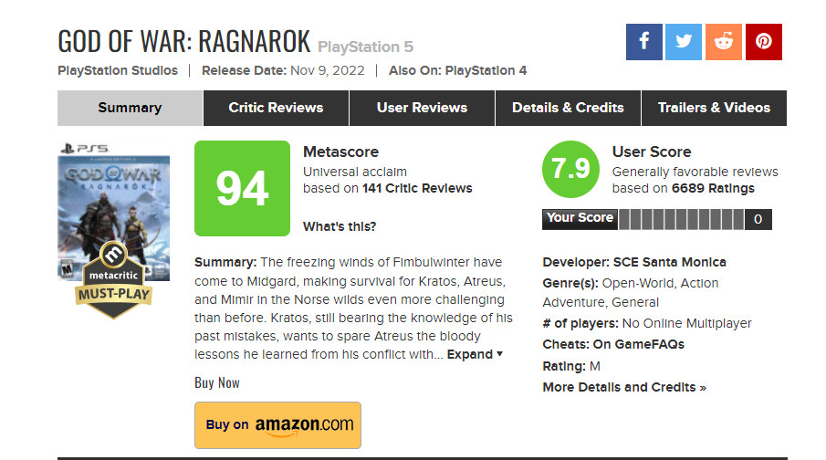 《巫師3》超《戰神諸神黃昏》成今年MTC評分第二高的PS5遊戲