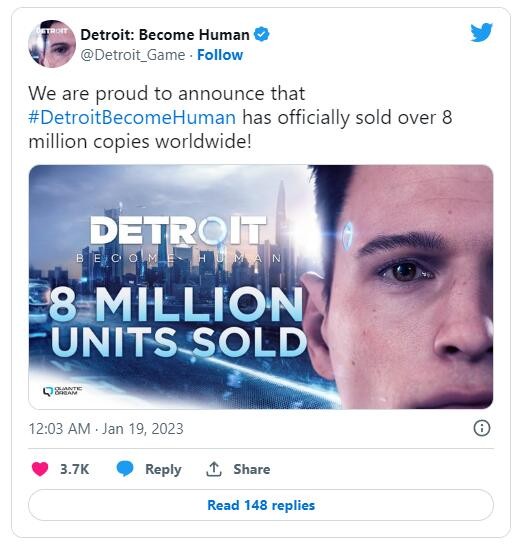 《底特律變人》銷量突破800萬套