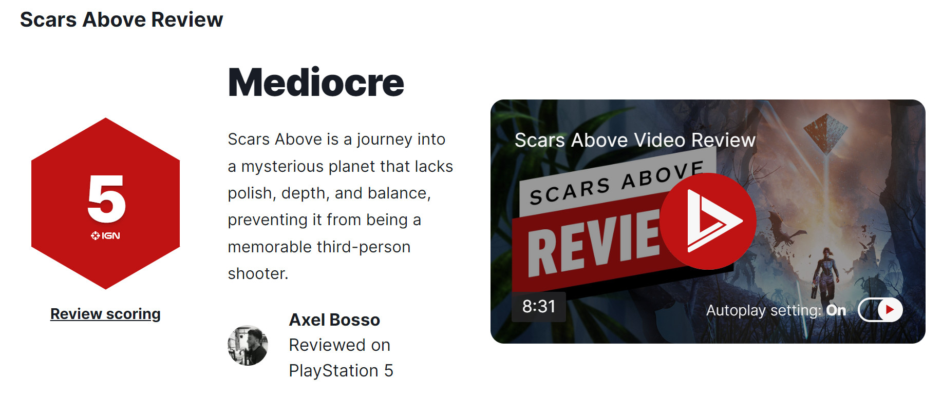 第三人稱動作冒險射擊遊戲《Scars Above》IGN 8分