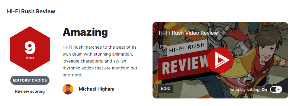 《Hi-Fi RUSH》IGN 9分：難忘的旅程 偉大的動作音游