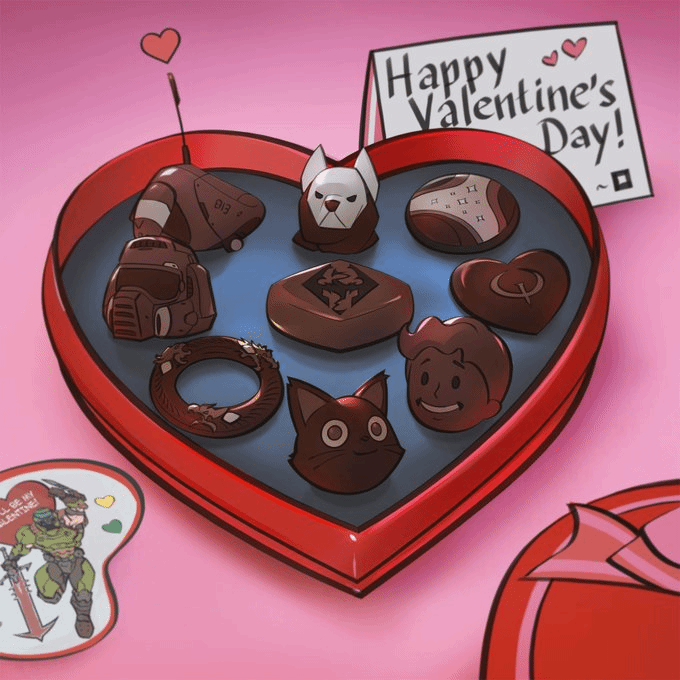 B社發圖慶祝情人節：遊戲主題的巧克力你會先吃掉誰