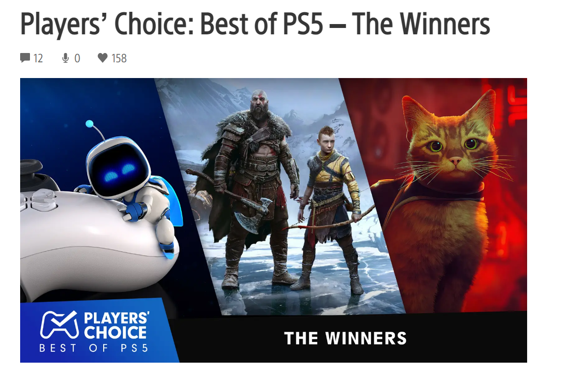 SONY公布PS5玩家最愛遊戲 《戰神諸神黃昏》《Stray》獲獎