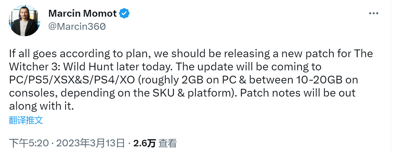 《巫師3》近期將推出更新修正檔 或加入額外玩法內容