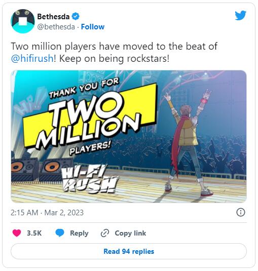 B社宣布節奏動作遊戲《Hi-Fi Rush》玩家人數突破200萬