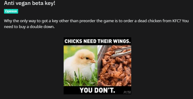 素食者怒斥《暗黑破壞神4》KFC聯動：小雞需要翅膀 你不需要
