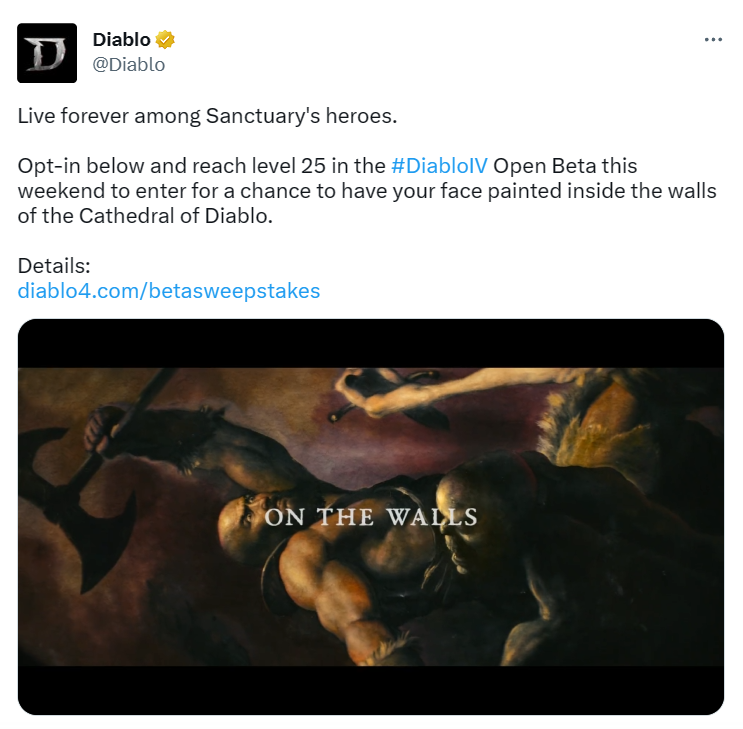 《暗黑破壞神4》公開測試達到滿級 玩家有機會被印教堂壁畫上