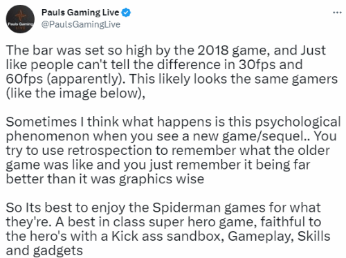 玩家對《漫威蜘蛛人2》新實機效果失望：看著像PS4版遊戲