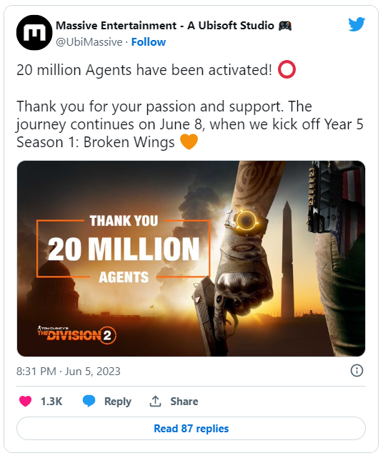 《全境封鎖2》玩家人數突破2000萬6月8日上線新DLC