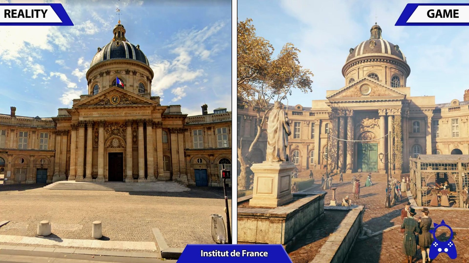 《刺客教條大革命》遊戲與現實對比視頻 極致還原巴黎
