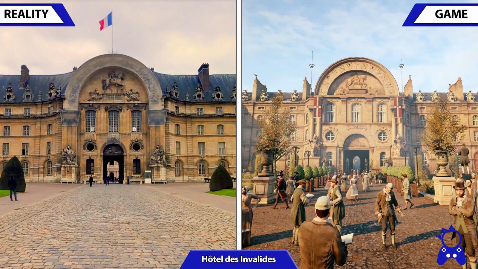 《刺客教條大革命》遊戲與現實對比視頻 極致還原巴黎