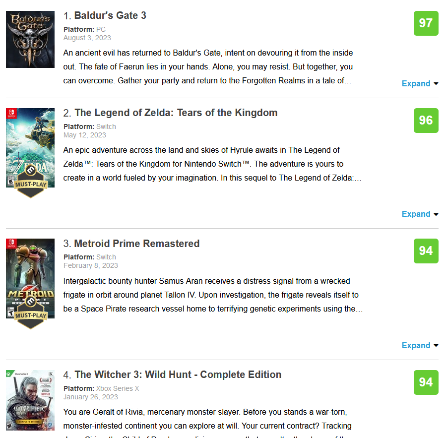 《柏德之門3》M站97分超越《王淚》成今年評分最高遊戲