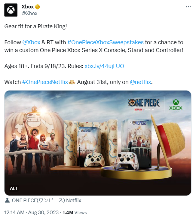 Xbox聯動《海賊王》真人劇推出兩款限定主機和手把