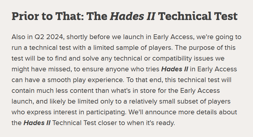 《哈迪斯2》搶先體驗版即將推出前還會進行技術測試