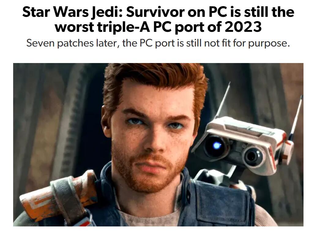 數毛社：《星戰倖存者》仍是2023優化最差的PC遊戲