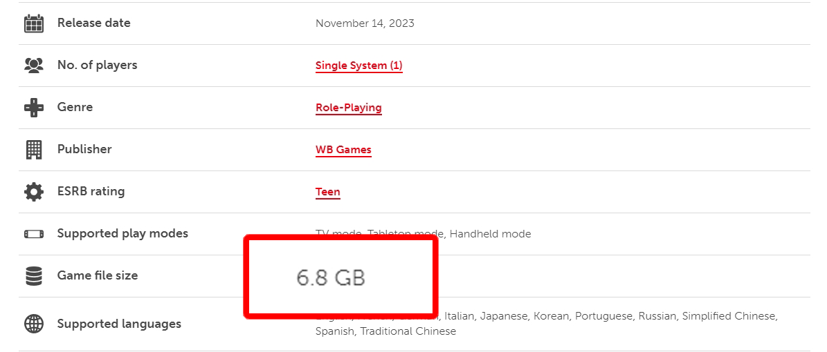 《霍格華茲的傳承》NS版截圖 容量僅6.8GB引發玩家擔憂