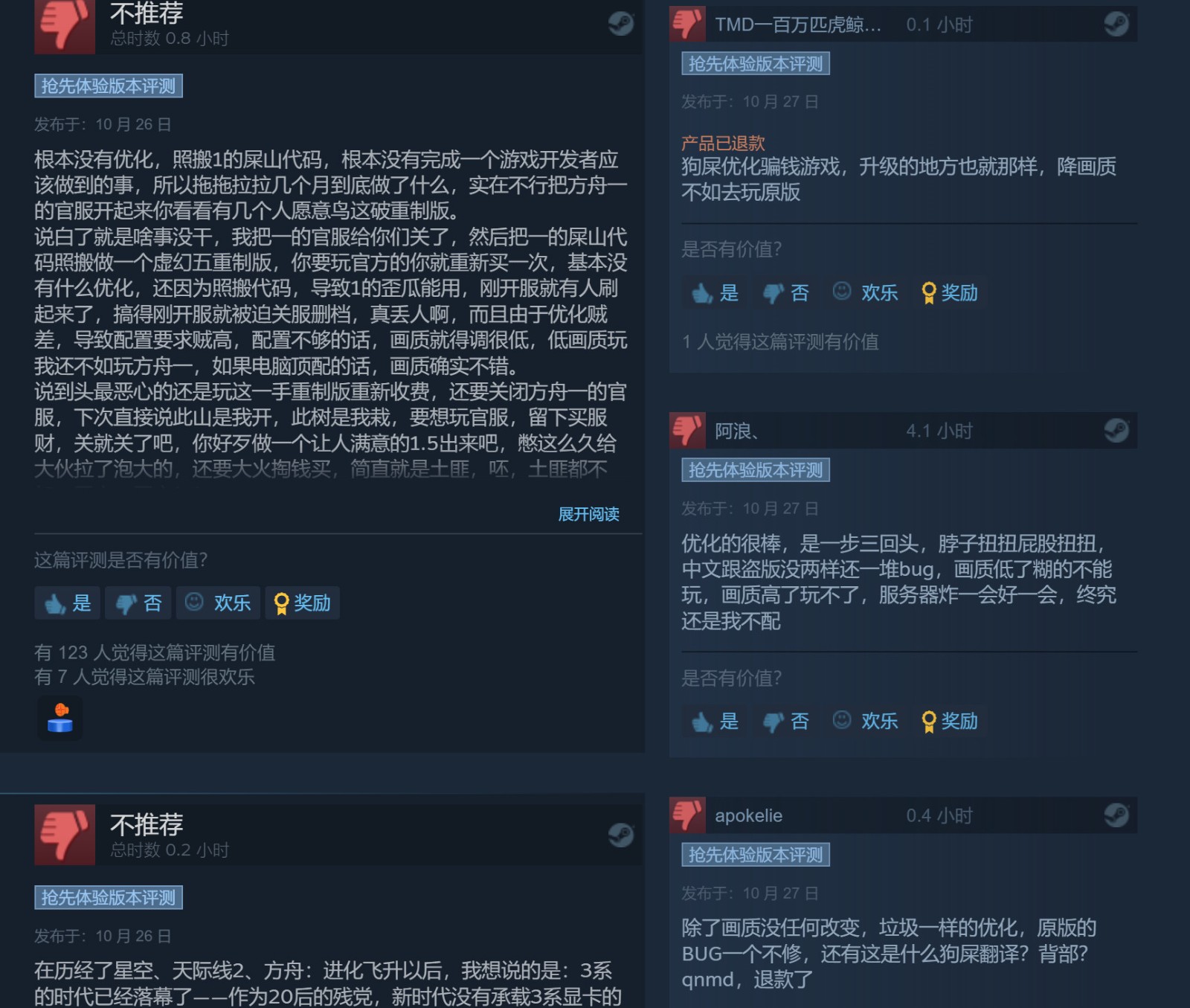 《方舟生存進化》虛幻5升級版 中文區評價差評如潮