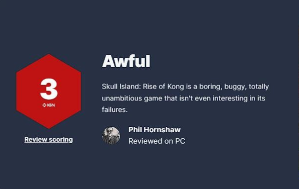 網友評論：IGN給《骷髏島金剛崛起》3分也太高了