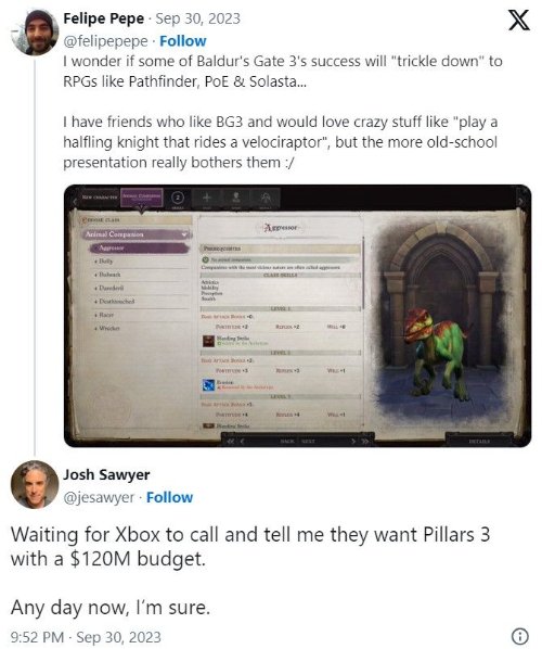 黑曜石開玩笑：等Xbox讓我們做《永恆之柱3》