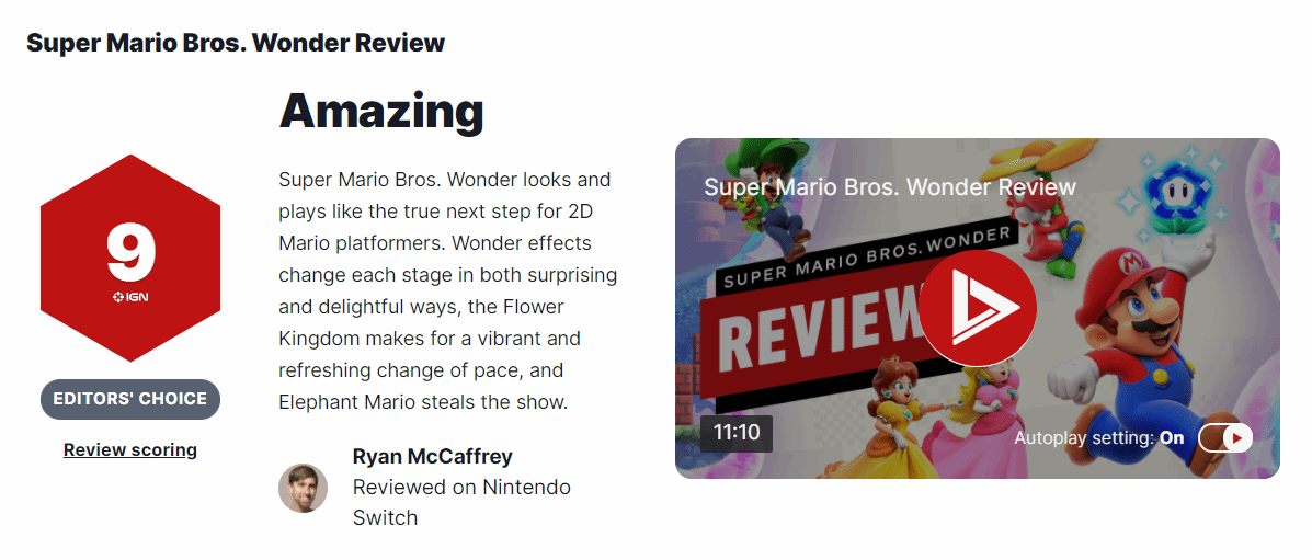 《瑪利歐驚奇》IGN 9分：確立了2D瑪利歐的新標準