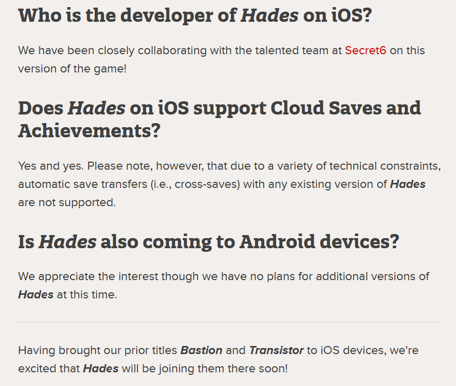 《哈迪斯》2024年登iOS 但暫無計劃登陸Android平台