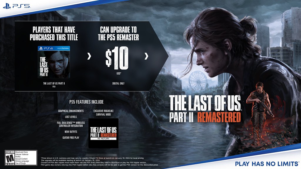 《最後生還者2》PS4→PS5版本升級費用或超100港元