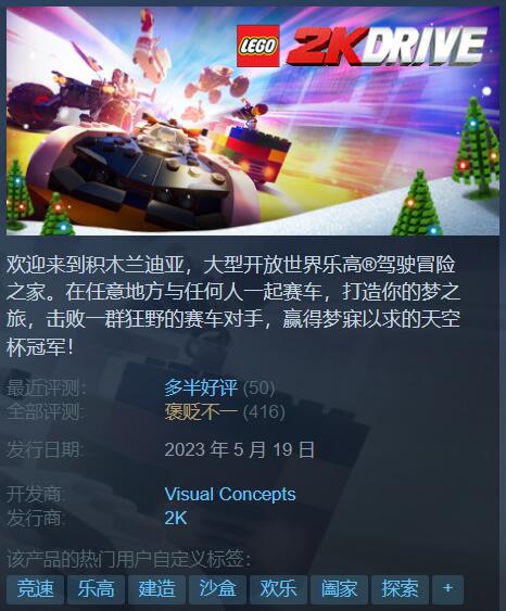 喜大普奔2K Games現已移除《樂高2K競速》D加密技術