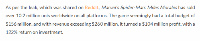 曝《蜘蛛俠邁爾斯》全球銷量超1020萬：利潤超1億美元